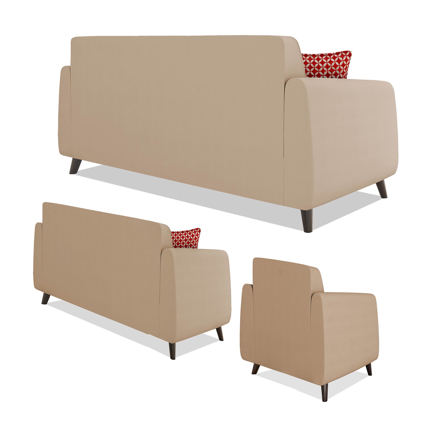 Adorn India Harlem 6 Seater 3+2+1 Fabric Sofa Set (Beige) (3 Year Warranty)