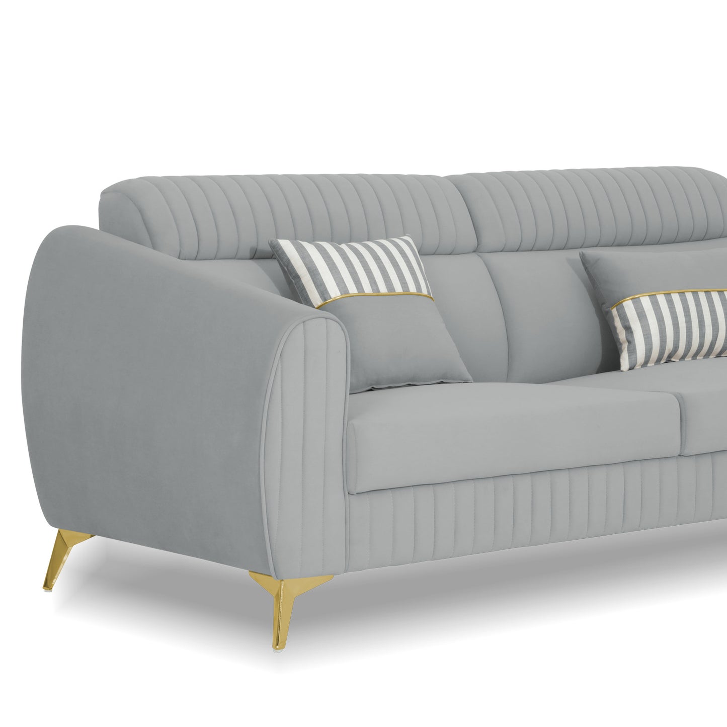 Adorn India Acura 3 Seater Sofa (Brown & Beige)
