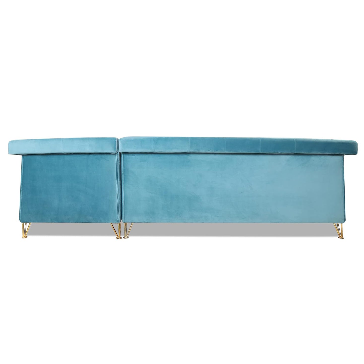 Adorn India Premium Raygan L Shape 6 Seater Sofa Set Right Side (Velvet Fabric Colour Aqua Blue)