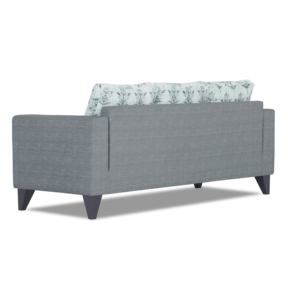 Adorn India Straight line Plus Leaf 3 Seater Sofa (Grey) (3 Year Warranty)