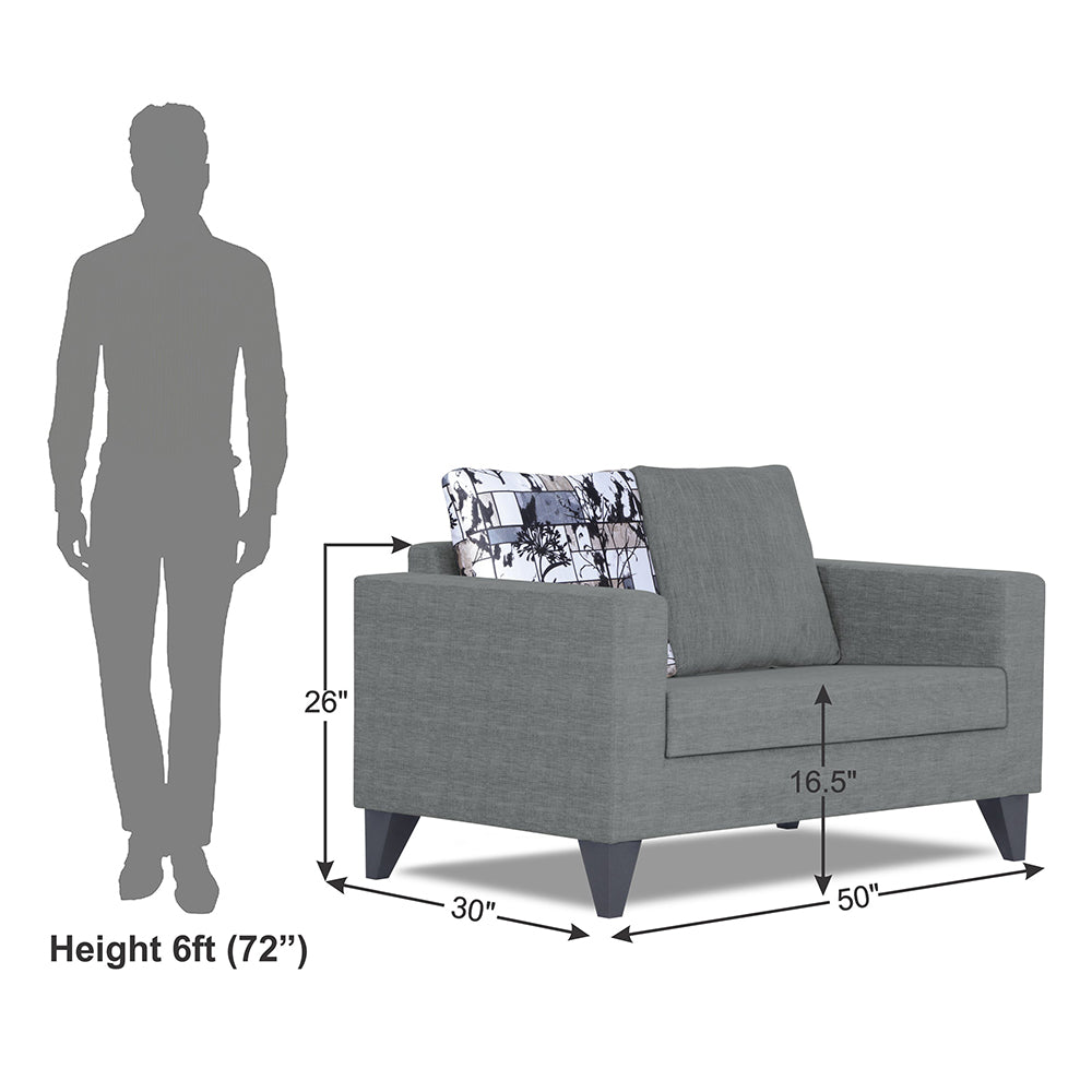 Adorn India Hallton Digitel Print 2 Seater Sofa (Grey) (3 Year Warranty)