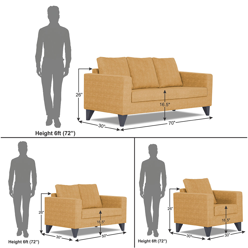 Adorn India Wood Hallton Plain 3+2+1 6 Seater Sofa Set (Beige) (3 Year Warranty)