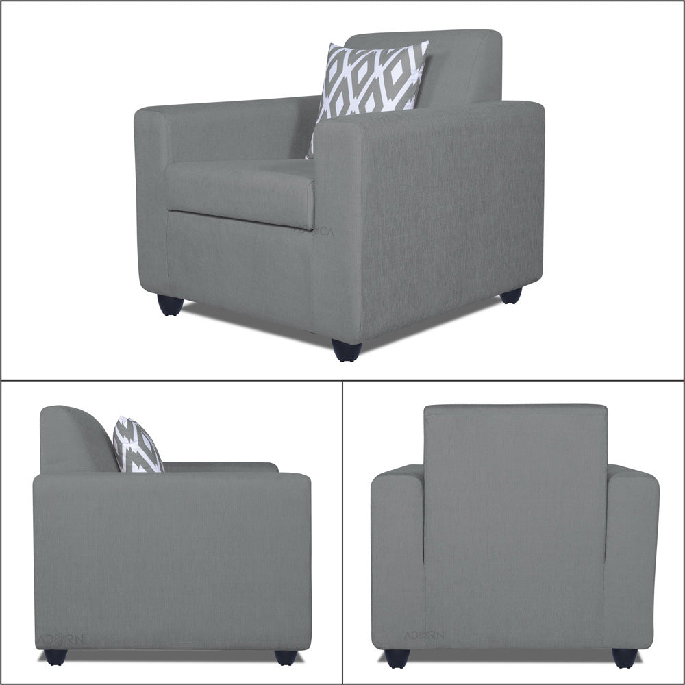 Adorn India Monteno Six Seater 3+2+1 Sofa Set (Grey)
