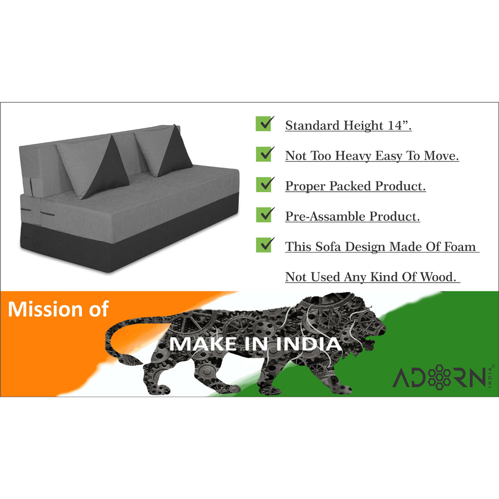 Adorn India Easy Desmond 2 Seater Sofa Cum Bed 4 X 6 (Grey & Black) (1 Year Warranty)