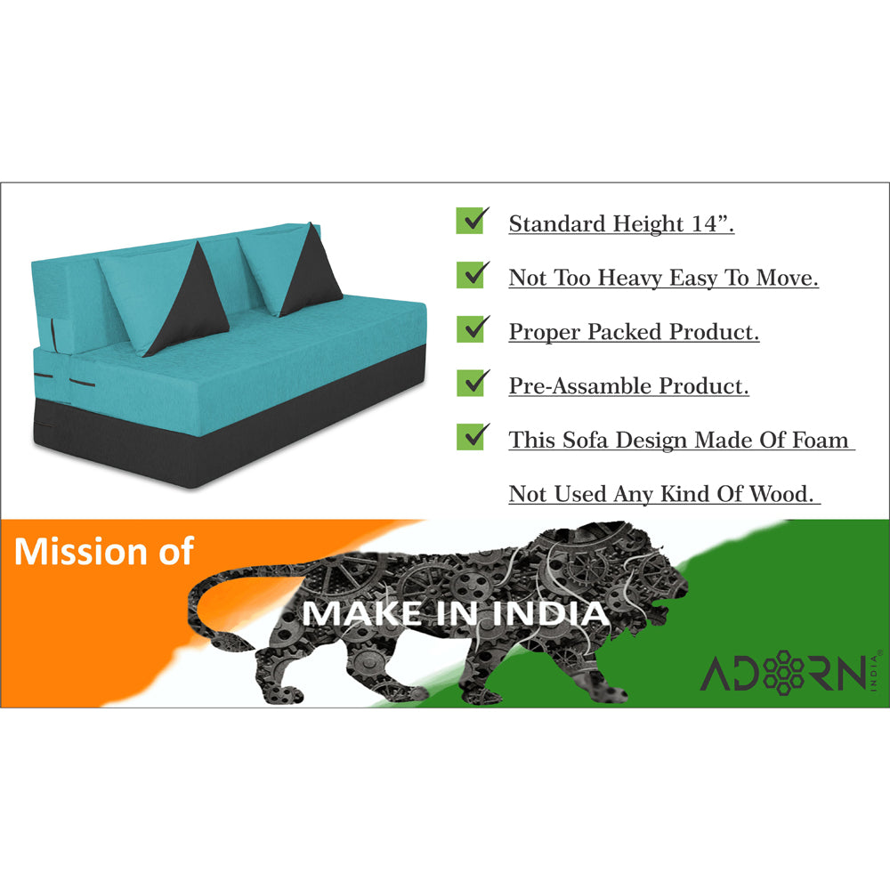 Adorn India Easy Desmond 4 Seater Sofa Cum Bed 6 x 6 (Rust & Black) (1 Year Warranty)