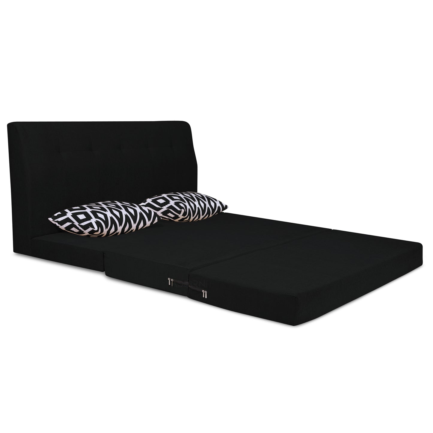Adorn India Easy Highback Three Seater Sofa Cum Bed Rhombus 6' x 6' (Black) (1 Year Warranty)