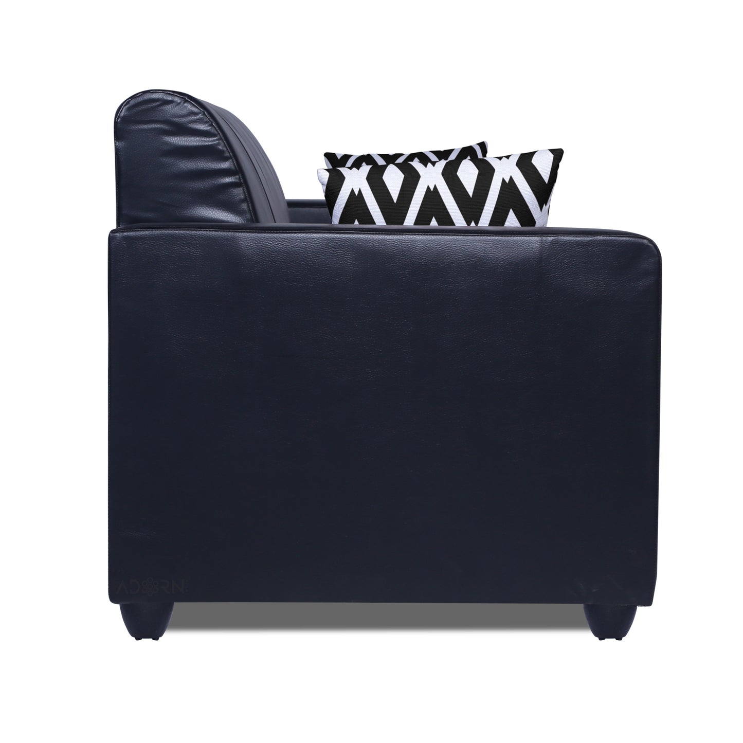 Adorn India Rio Highback Leatherette 3 Seater Sofa (Black) (3 Year Warranty)