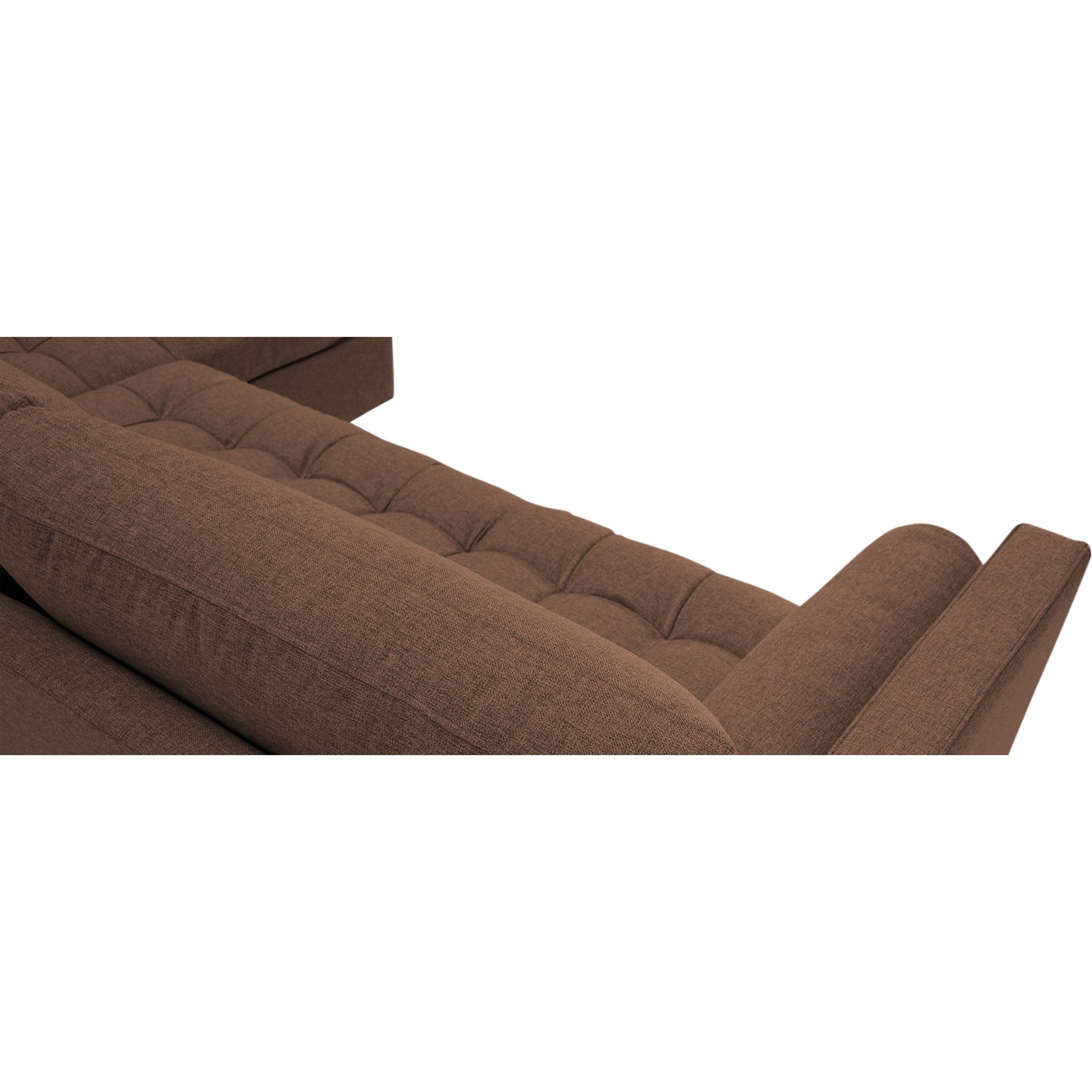 Adorn India Alexander L Shape 7 Seater Sofa Set with Ottoman Puffy RHS (Camel) (3 Year Warranty)