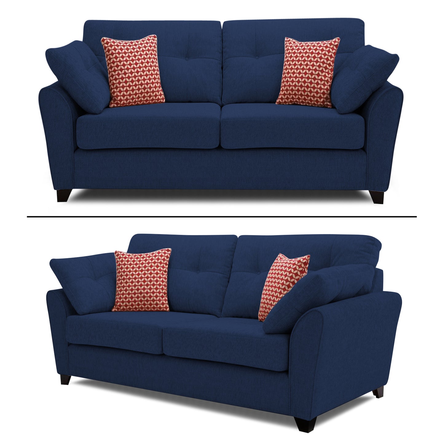 Adorn India Moris 3+2 5 Seater Sofa Set (Blue) (3 Year Warranty)