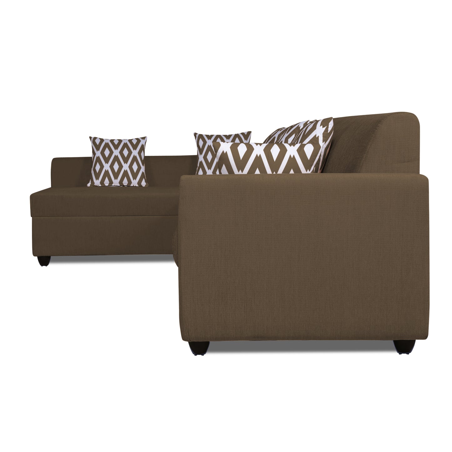Adorn India Rio High Back L Shape 6 Seater Sofa Set (Left Side Handle) (Camel)