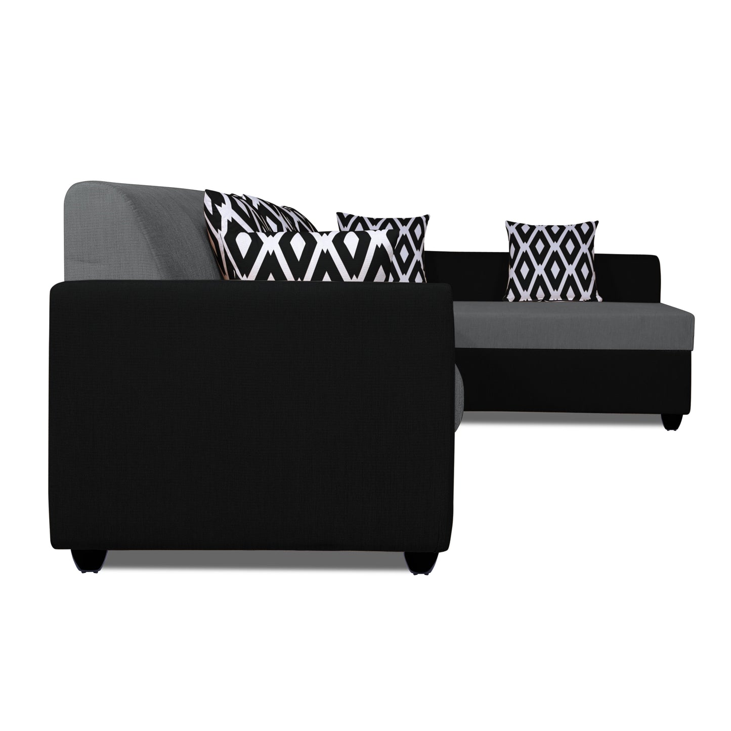 Adorn India Rio Highback L Shape 5 Seater coner Sofa Set (Grey & Black)(3 Year Warranty)