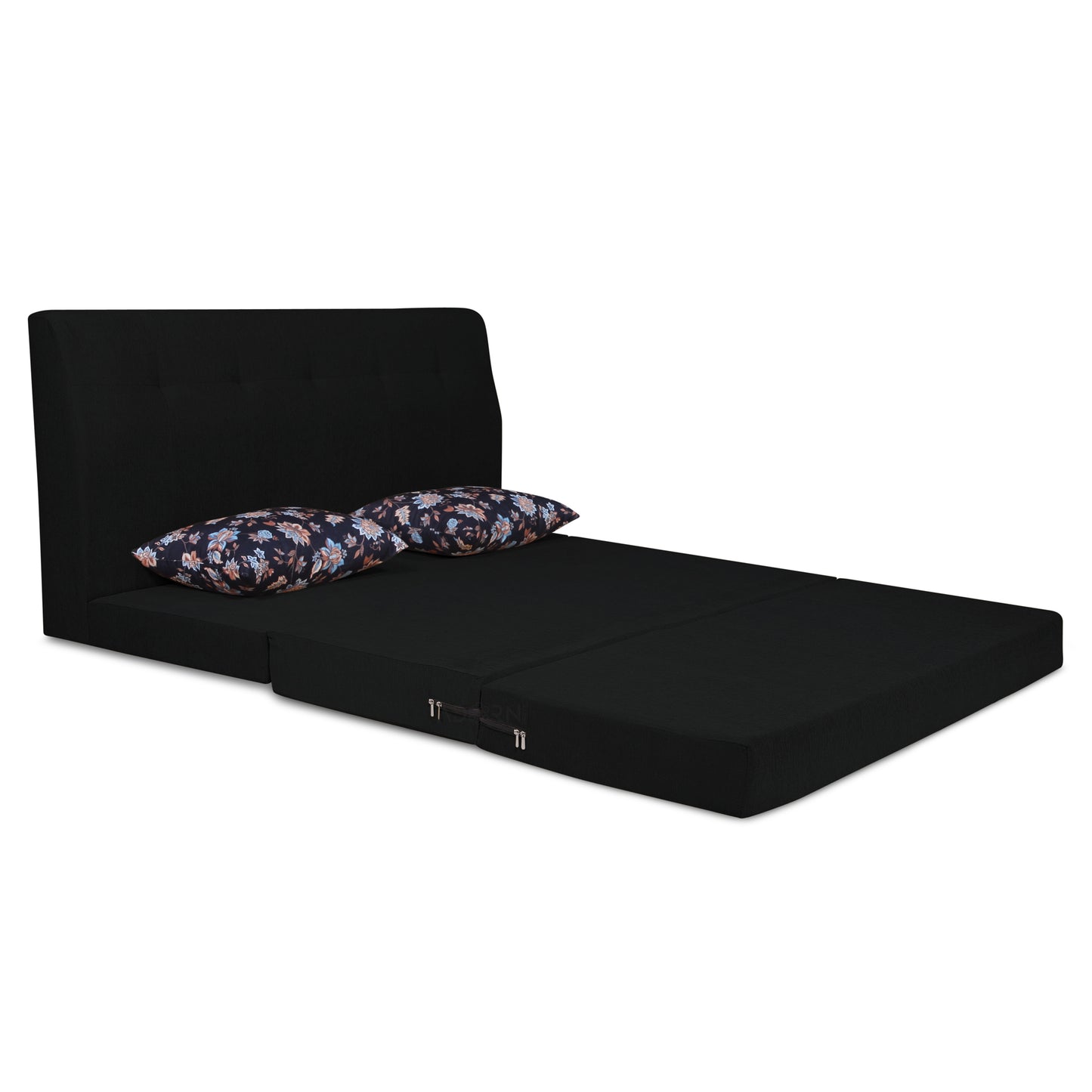 Adorn India Easy Highback Two Seater Sofa Cum Bed Floral 4' x 6' (Black) (1 Year Warranty)