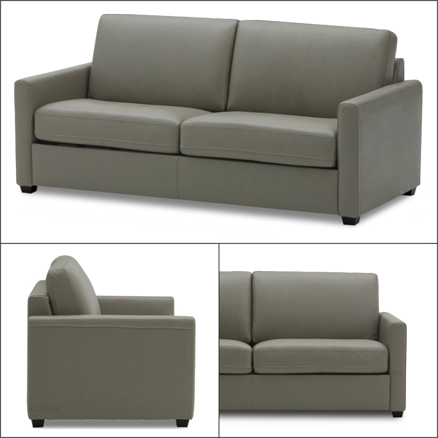 Adorn India Exclusive Flavio Leatherette Three Seater Sofa (Grey)