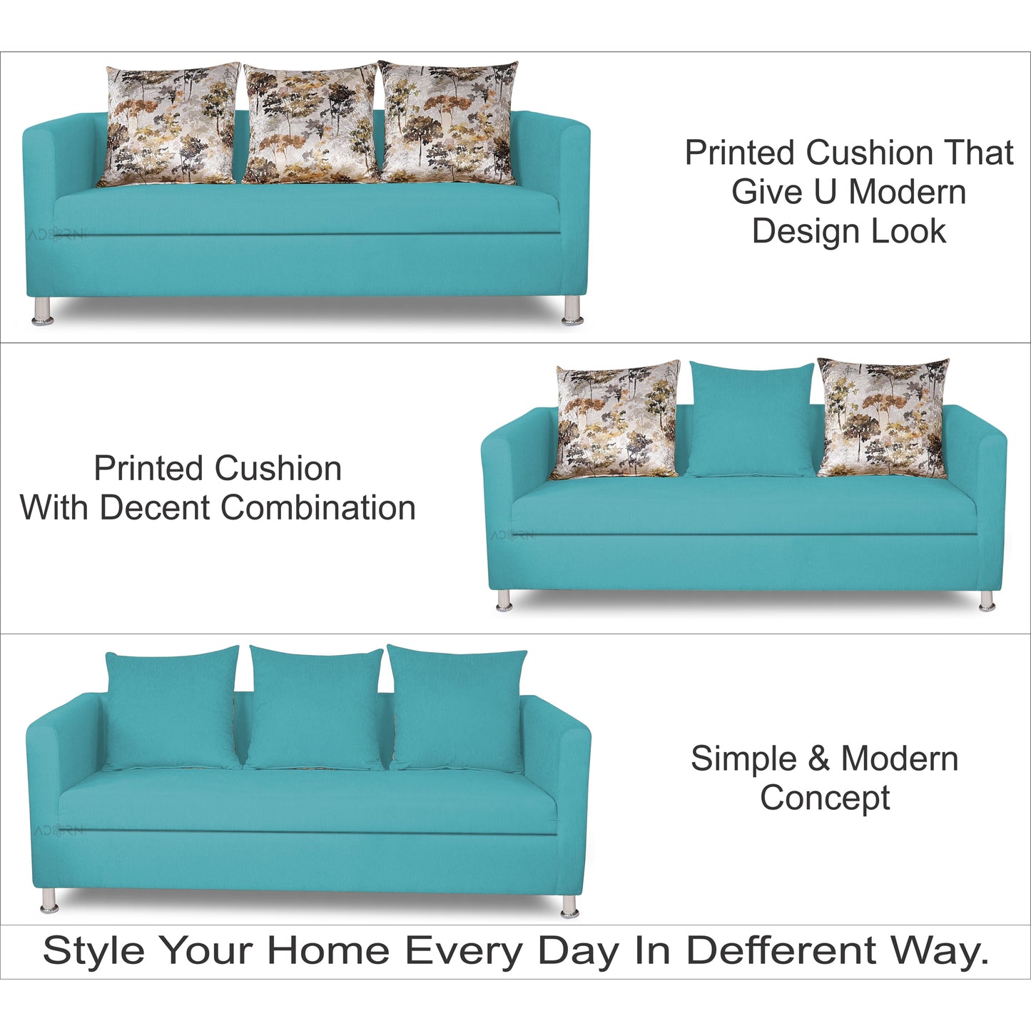 Adorn India Alita 3-1-1 Compact 5 Seater Sofa Set (Aqua Blue)