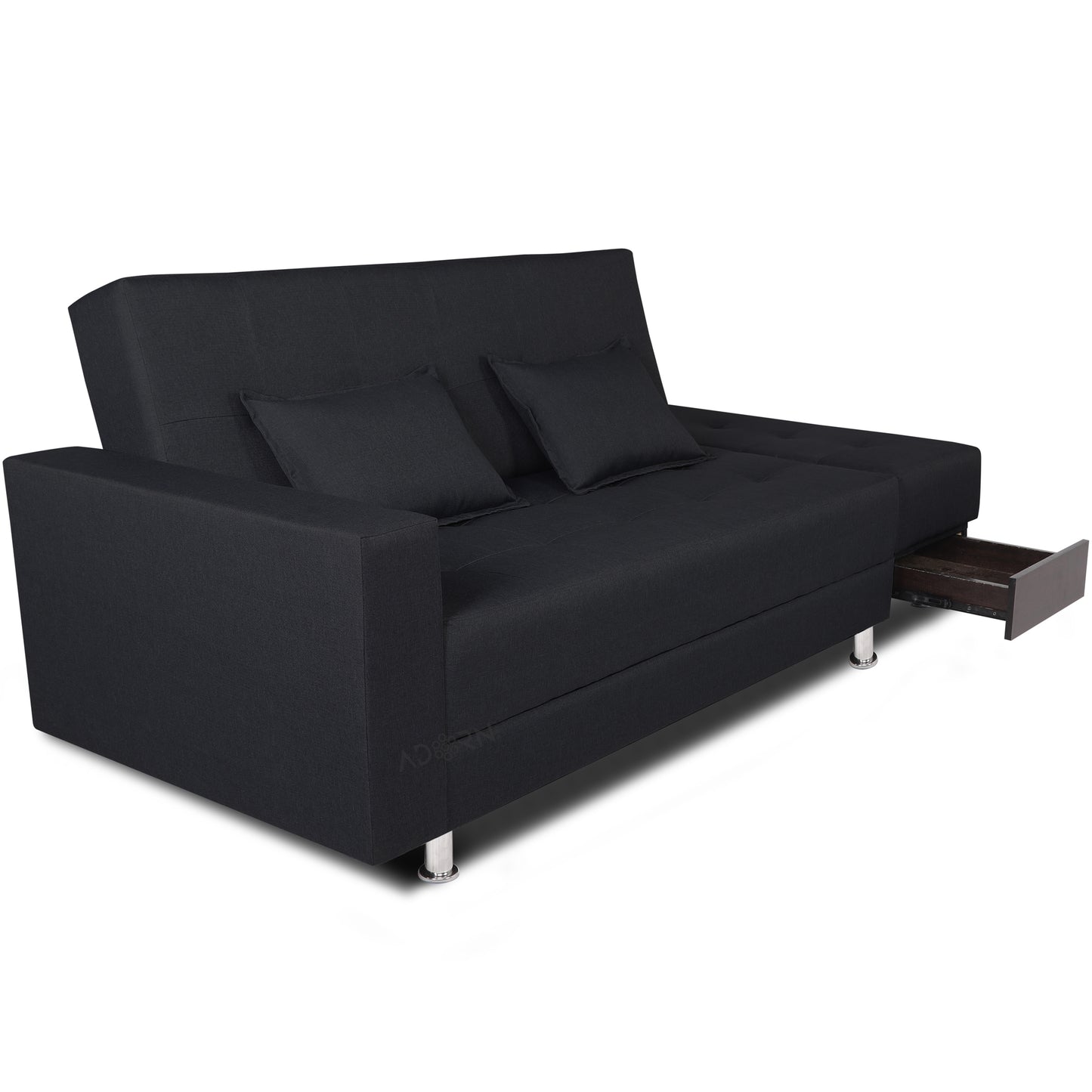 Adorn India Flora Sofa Cum bed (Black)