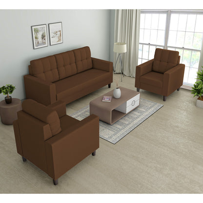 Adorn India Darcy 3+1+1 5 Seater Sofa Set (Beige) (3 Year Warranty)