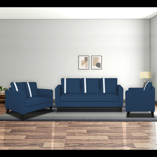 Adorn India Chandler Plus 3+2+1 6 Seater Sofa Set (Blue) (3 Year Warranty)