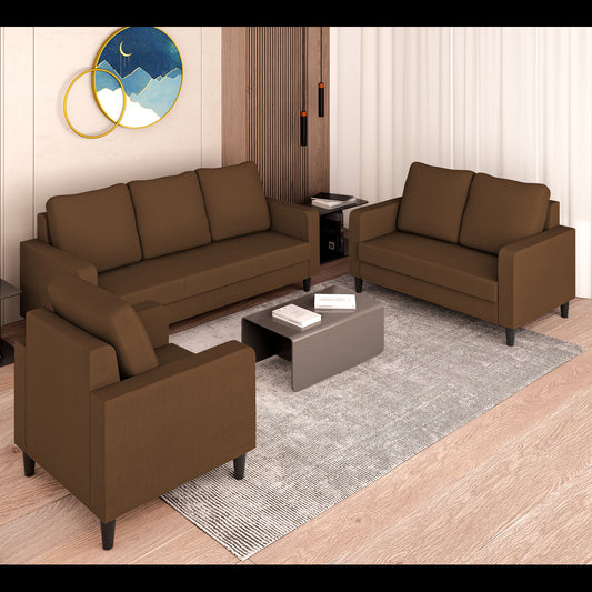 Adorn India Chandler Decent 3+2+1 6 Seater Sofa Set (Brown) (3 Year Warranty)