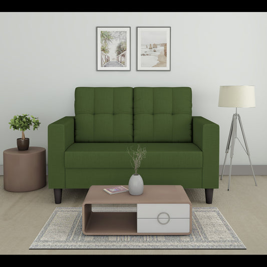 Adorn India Darcy 2 Seater Sofa (Green) (3 Year Warranty)