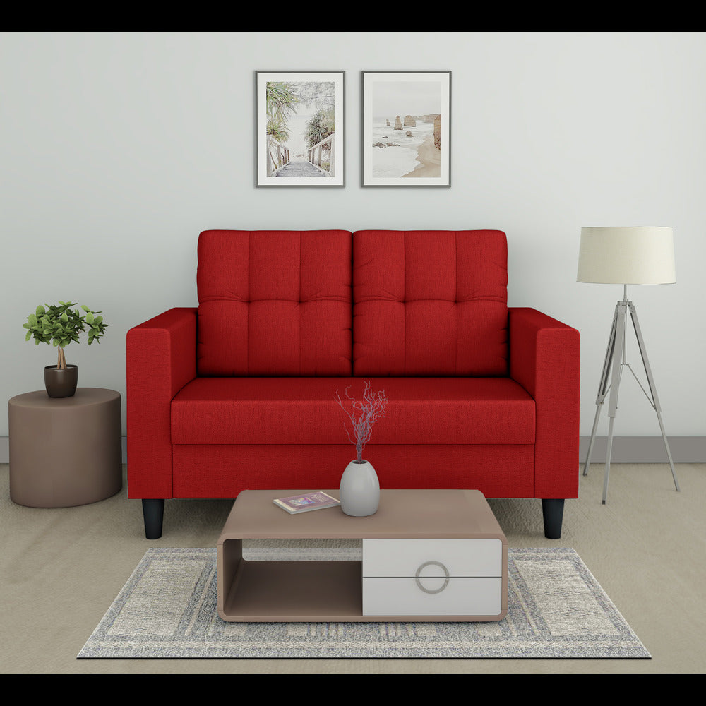 Adorn India Darcy 2 Seater Sofa (Red) (3 Year Warranty)