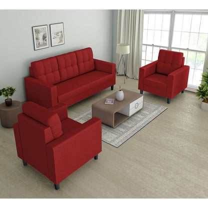 Adorn India Darcy 3+1+1 5 Seater Sofa Set (Beige) (3 Year Warranty)