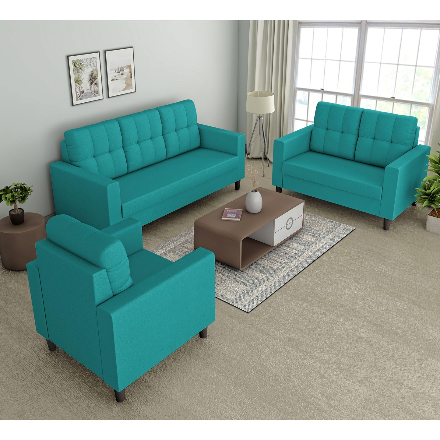Adorn India Darcy 3+2+1 6 Seater Sofa Set  (3 Year Warranty)