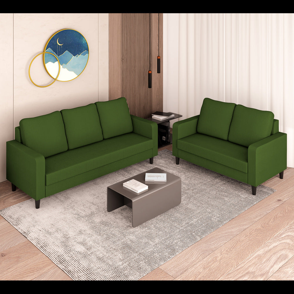 Adorn India Chandler Decent 3+2 5 Seater Sofa Set (Green) (3 Year Warranty)