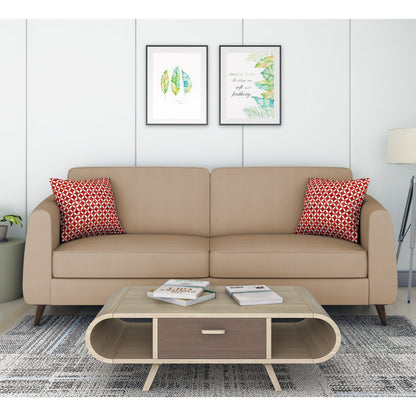 Adorn India Harlem 3 Seater Sofa (Beige) (3 Year Warranty)