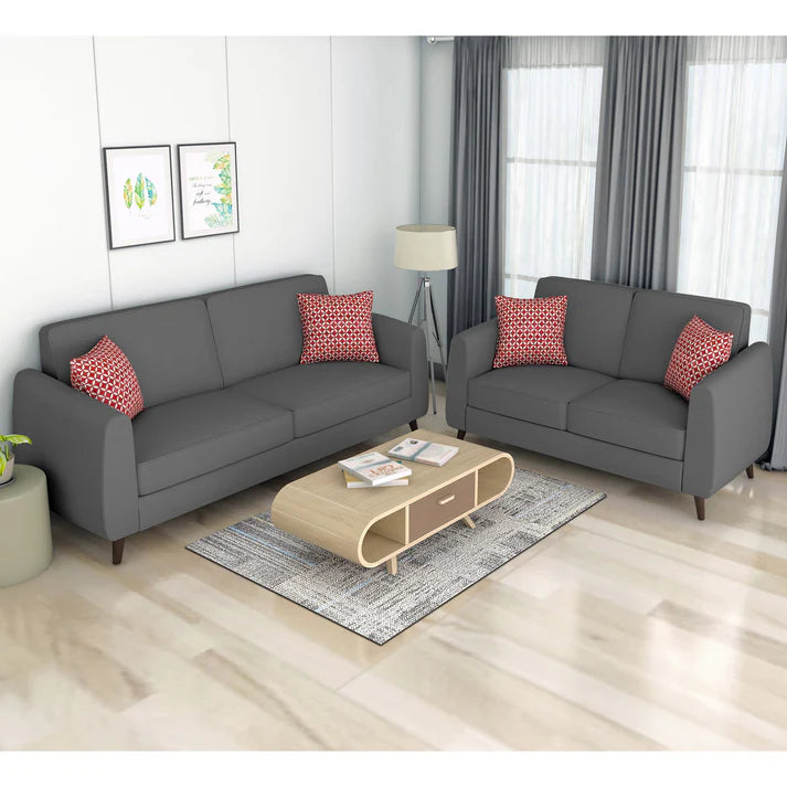 Adorn India Harlem 3+2 5 Seater Sofa Set (Beige) (3 Year Warranty)