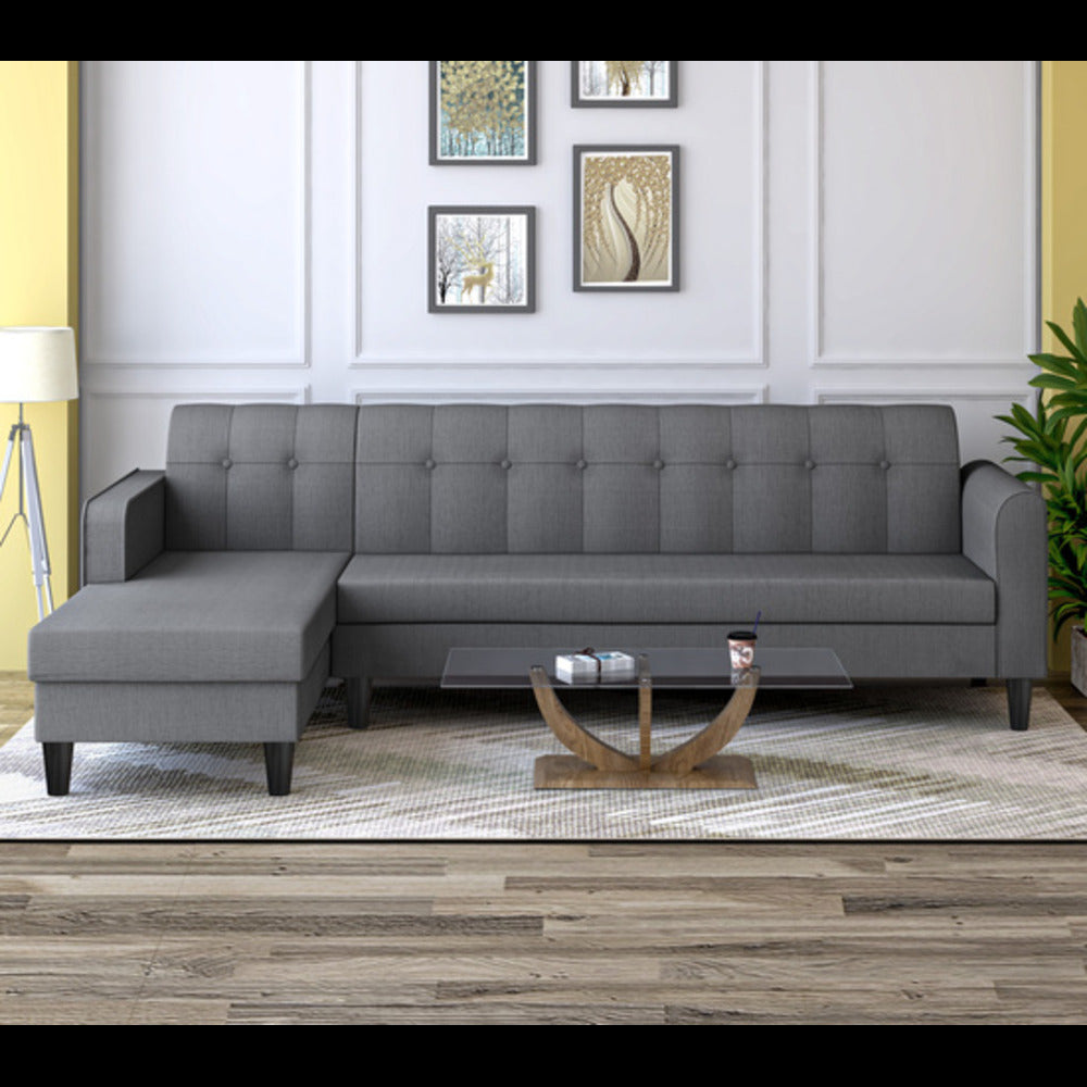 Adorn India Rio Elegant L Shape 6 Seater Sofa Set (Lhs) (Grey) (3 Year Warranty)