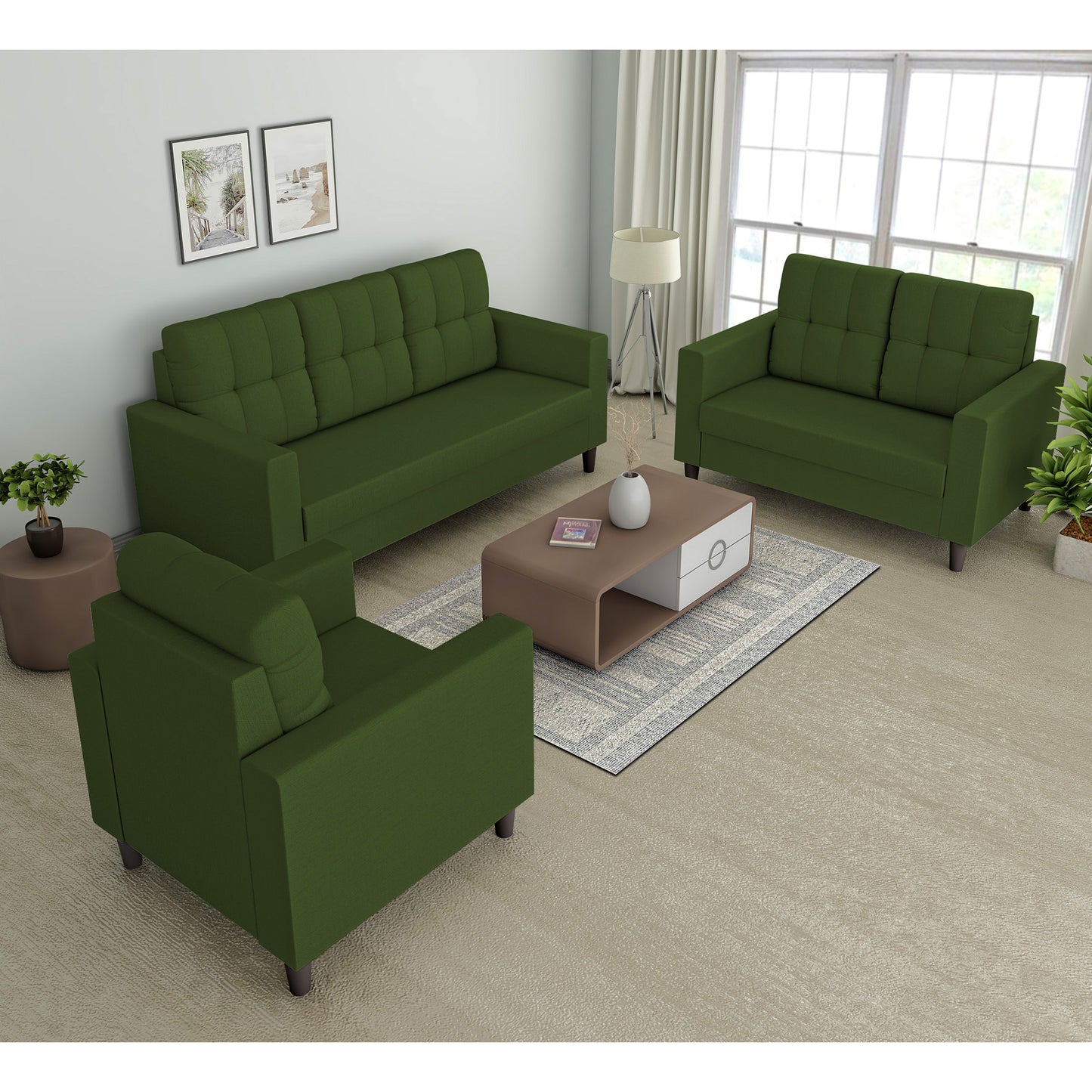 Adorn India Darcy 3+2+1 6 Seater Sofa Set  (3 Year Warranty)
