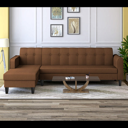 Adorn India Rio Elegant L Shape 6 Seater Sofa Set (Lhs) (Brown) (3 Year Warranty)