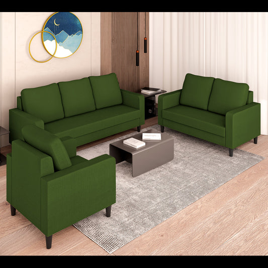 Adorn India Chandler Decent 3+2+1 6 Seater Sofa Set (Green) (3 Year Warranty)