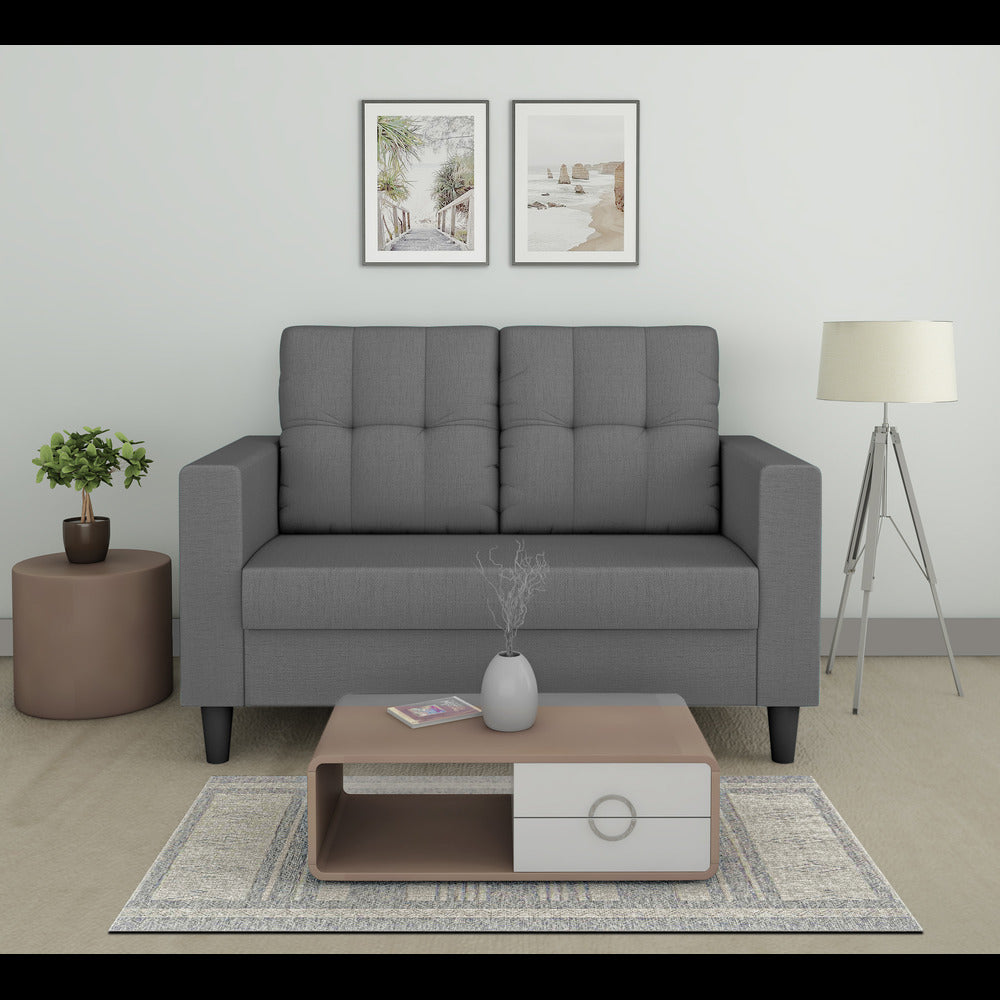 Adorn India Darcy 2 Seater Sofa (Grey) (3 Year Warranty)