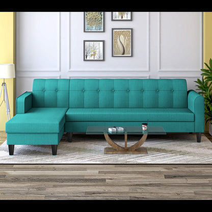 Adorn India Rio Elegant L Shape 6 Seater Sofa Set (Lhs) (Aqua Blue) (3 Year Warranty)