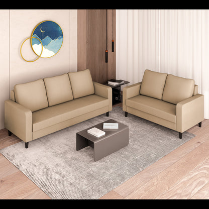 Adorn India Chandler Decent 3+2 5 Seater Sofa Set (Beige) (3 Year Warranty)