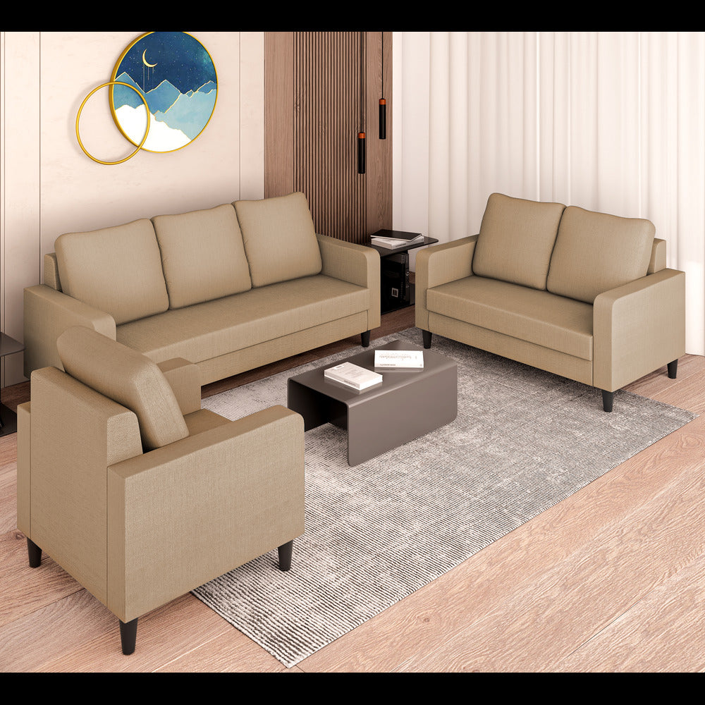 Adorn India Chandler Decent 3+2+1 6 Seater Sofa Set (Beige) (3 Year Warranty)