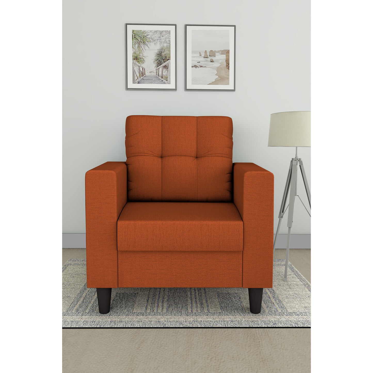 Adorn India Darcy 1 Seater Sofa (Beige) (3 Year Warranty)