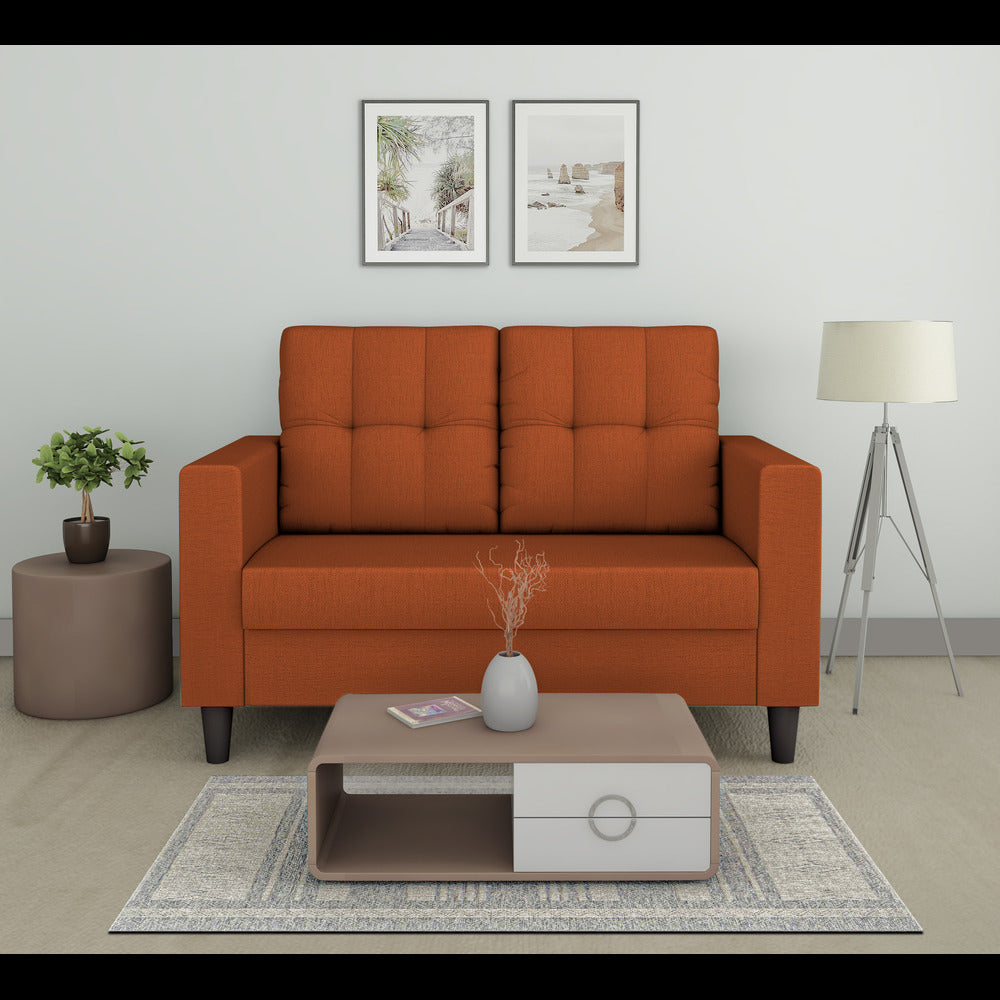 Adorn India Darcy 2 Seater Sofa (Rust) (3 Year Warranty)