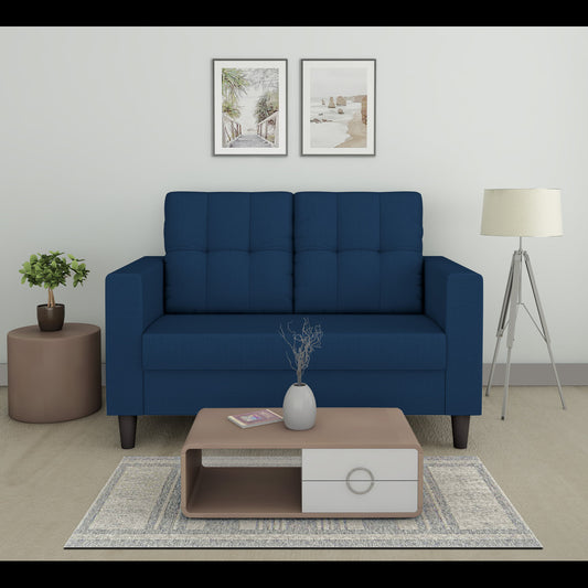 Adorn India Darcy 2 Seater Sofa (Blue) (3 Year Warranty)