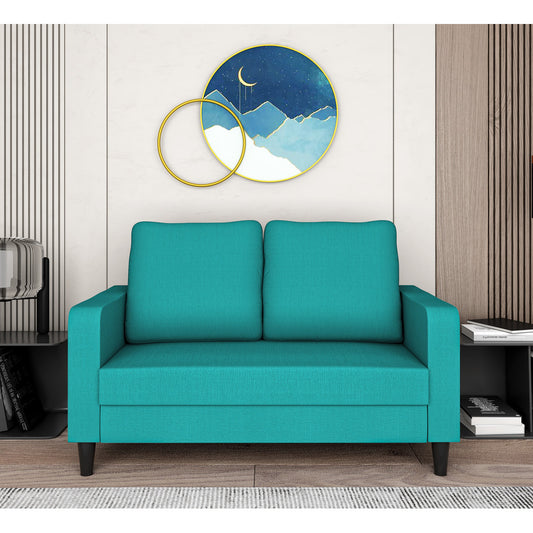 Adorn India Chandler Decent 2 Seater Sofa (Aqua Blue) (3 Year Warranty)