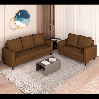 Adorn India Chandler Decent 3+2 5 Seater Sofa Set (Brown) (3 Year Warranty)