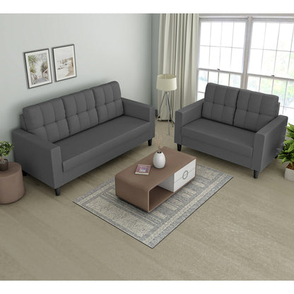 Adorn India Darcy 3+2 5 Seater Sofa Set (Beige) (3 Year Warranty)