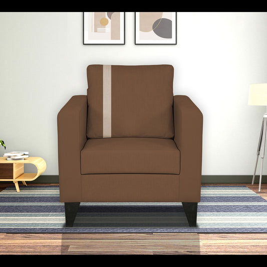Adorn India Chandler Plus 1 Seater Sofa (Brown) (3 Year Warranty)
