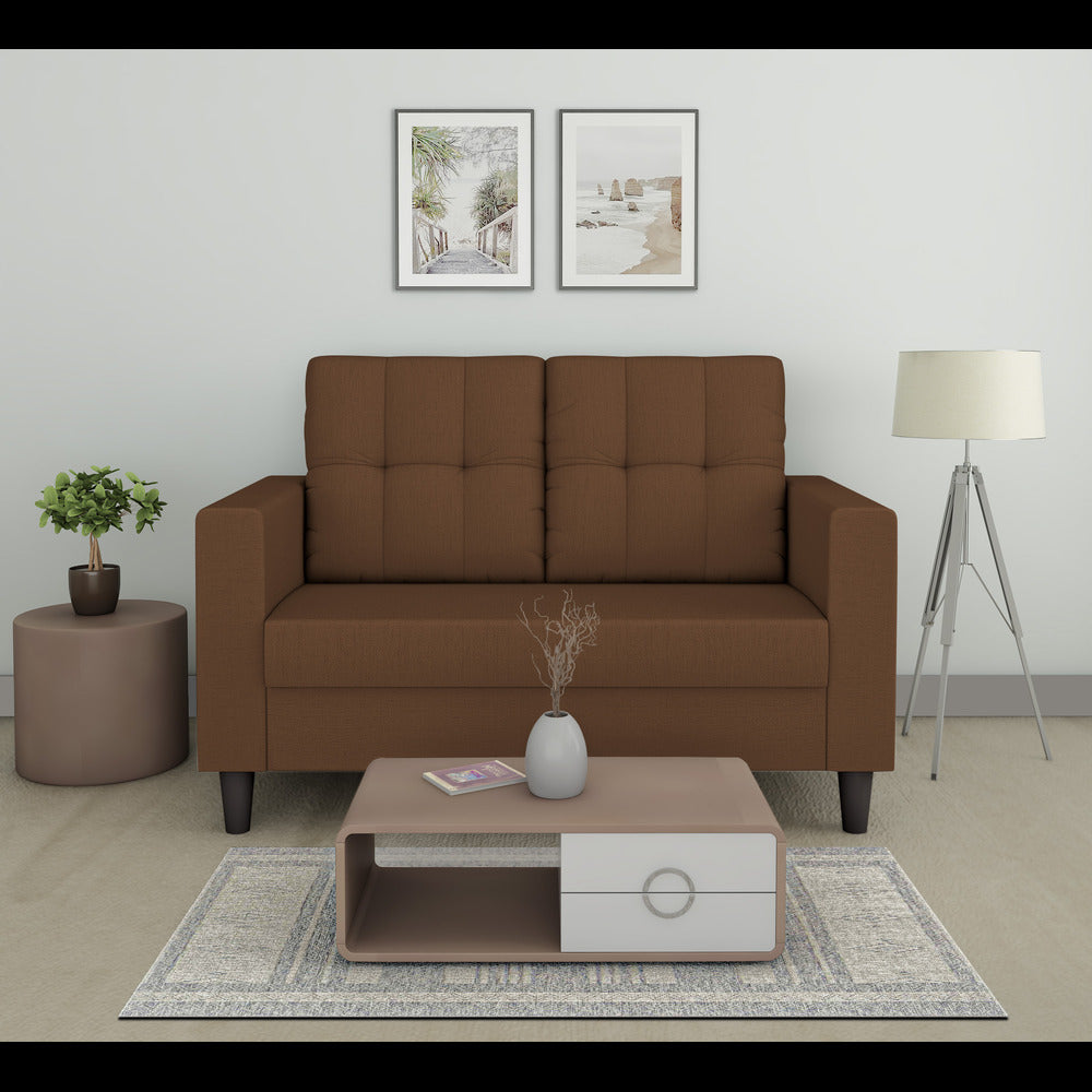 Adorn India Darcy 2 Seater Sofa (Brown) (3 Year Warranty)