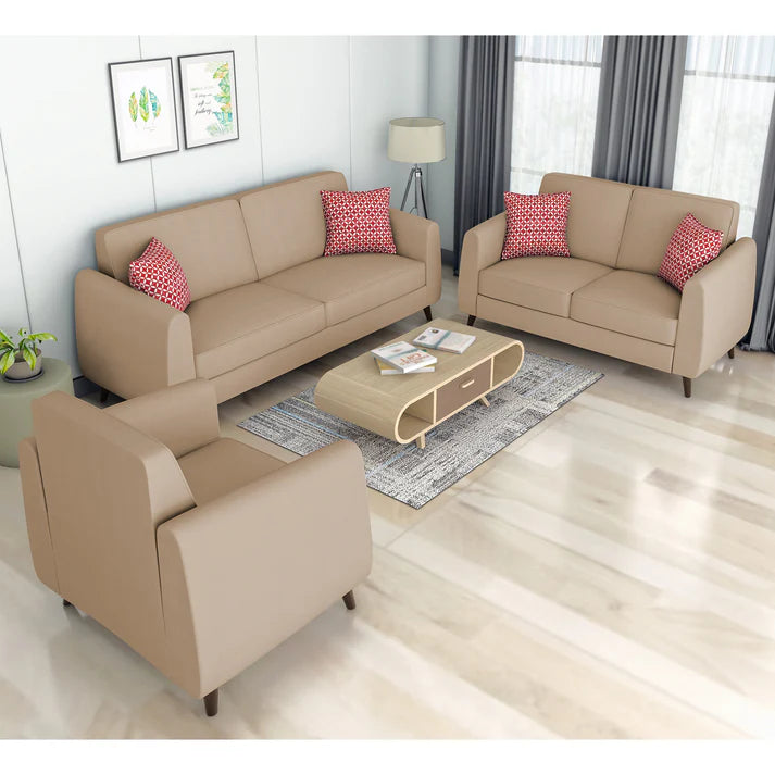 Adorn India Hallton Plain 2 Seater Sofa (Beige) (3 Year Warranty)