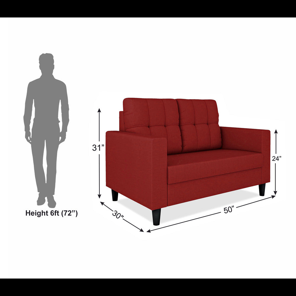 Adorn India Darcy 2 Seater Sofa (Red) (3 Year Warranty)