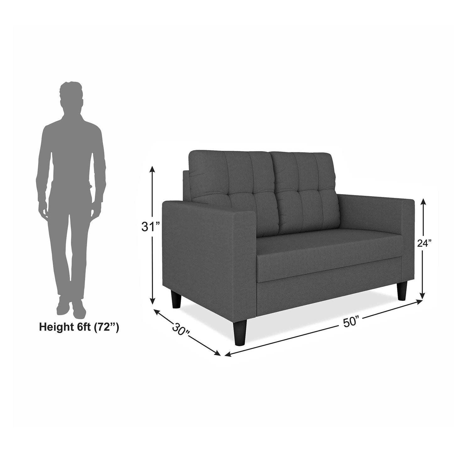 Adorn India Darcy 2 Seater Sofa (Beige) (3 Year Warranty)