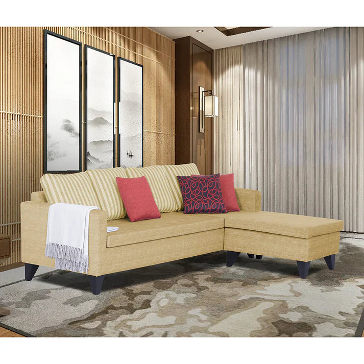 Adorn India Hallton Plain 2 Seater Sofa (Beige) (3 Year Warranty)