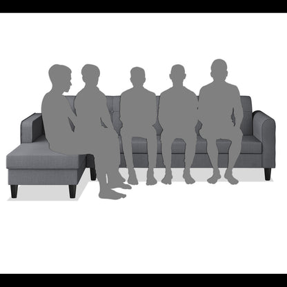 Adorn India Rio Elegant L Shape 6 Seater Sofa Set (Lhs) (Grey) (3 Year Warranty)